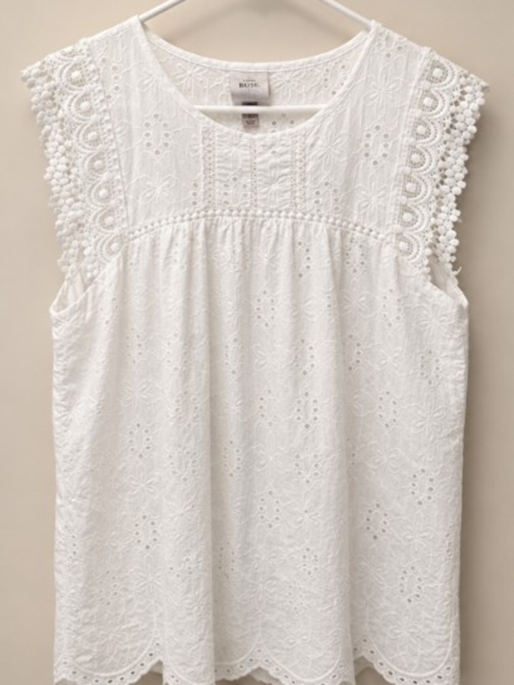 Knox Rose White Broderie Anglaise Sleeveless Top Size L